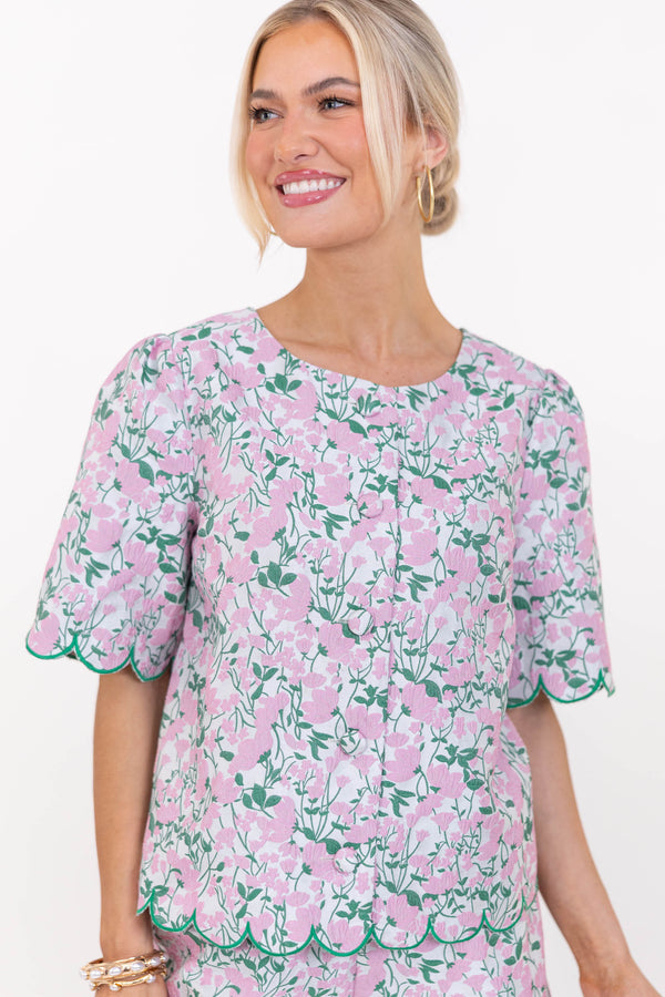 Effortless Wear Mauve Floral Blouse