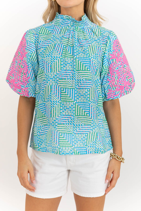 Effortless Favorite Blue Embroidered Blouse