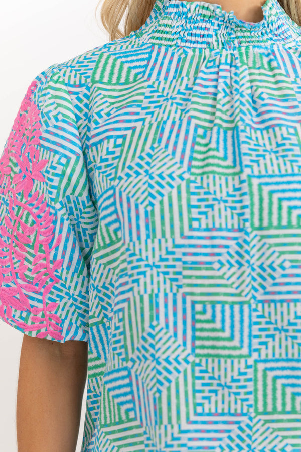 Effortless Favorite Blue Embroidered Blouse