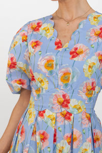 The Garden Party Blue Floral Midi Dress