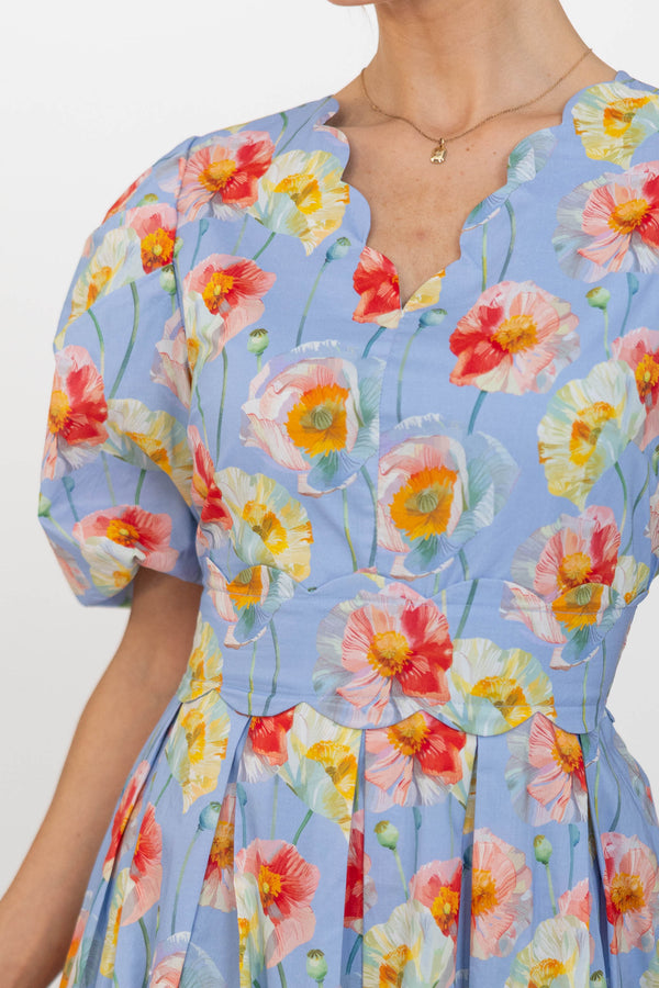 The Garden Party Blue Floral Midi Dress