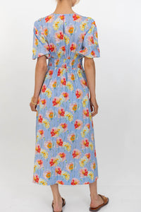 The Garden Party Blue Floral Midi Dress