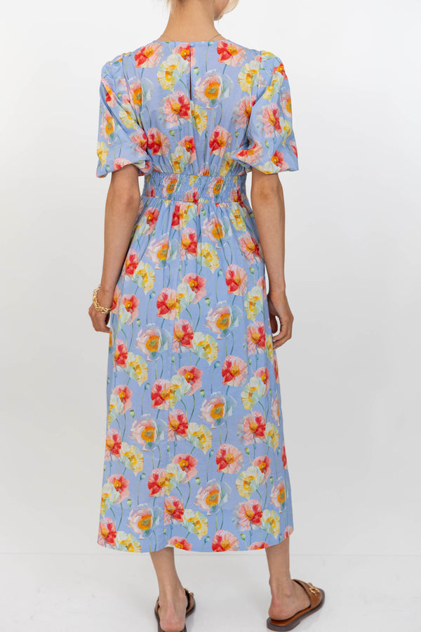 The Garden Party Blue Floral Midi Dress