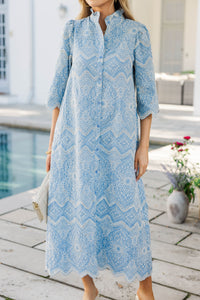 Sunkissed Aura Light Blue Eyelet Maxi Dress