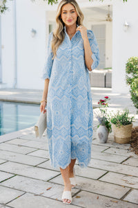Sunkissed Aura Light Blue Eyelet Maxi Dress
