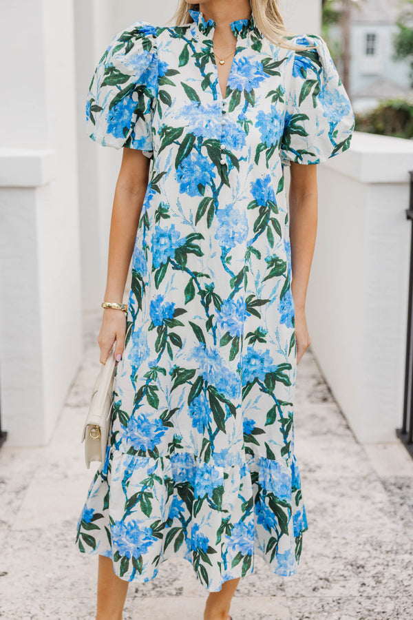 Exactly As Imagined White Large Floral Midi Dress