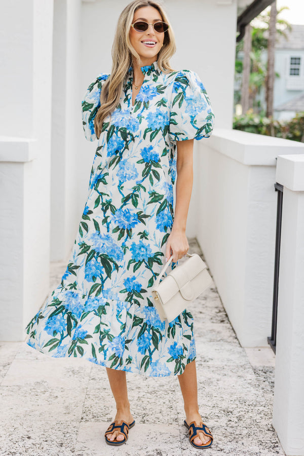 Exactly As Imagined White Large Floral Midi Dress