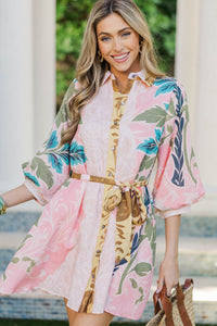 Coastal Charm Pink Tropical Dress