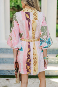 Coastal Charm Pink Tropical Dress