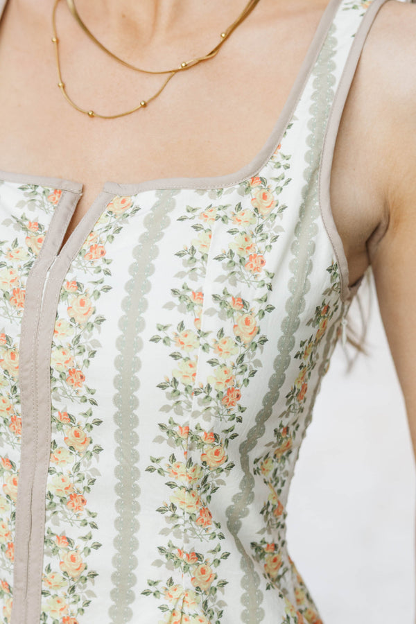 Modern Classic White Ditsy Floral Dress