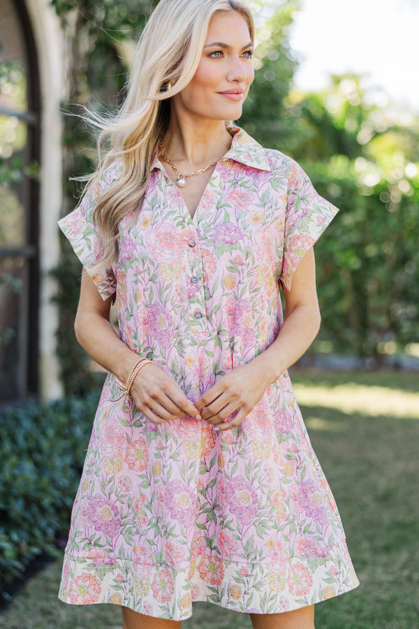 Easy Going Elegance Light Pink Floral Dress