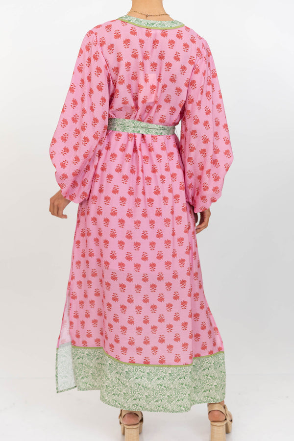 Take A Little Time Pink Floral Midi Dress