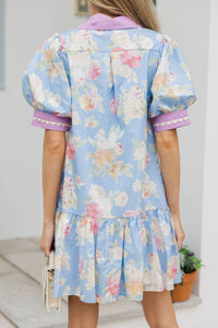 Dreaming of Warmer Weather Blue Floral Babydoll Dress