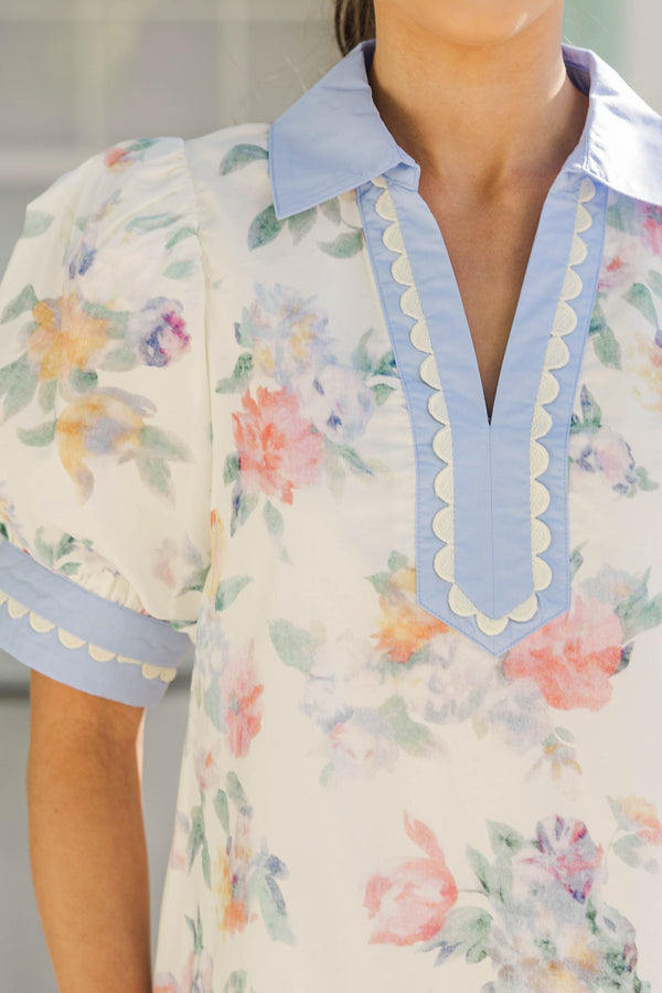 Ready In A Minute Cream Floral Babydoll Dress