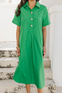Nothing But Good Vibes Green Midi Dress