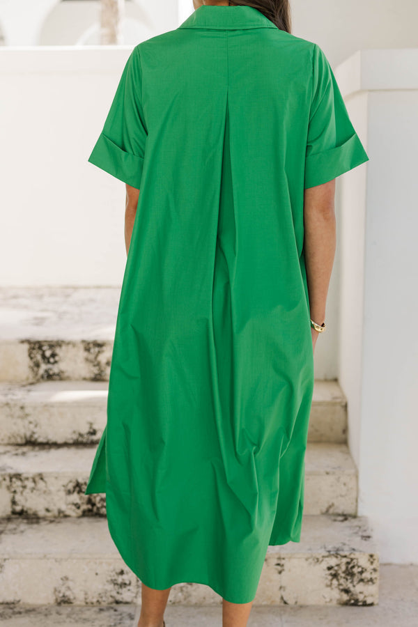 Nothing But Good Vibes Green Midi Dress