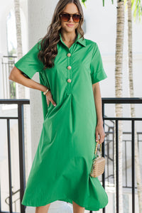 Nothing But Good Vibes Green Midi Dress