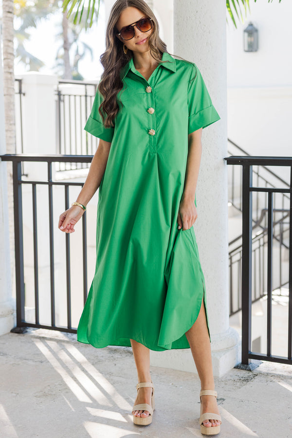 Nothing But Good Vibes Green Midi Dress