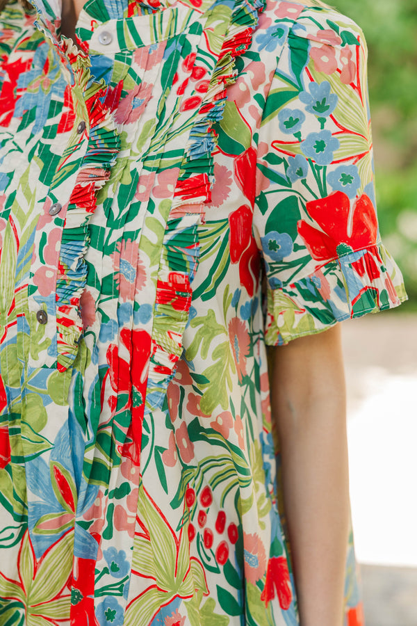 Warm Breeze White Floral Dress