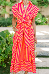 Always A Good Choice Pink Striped Midi Dress