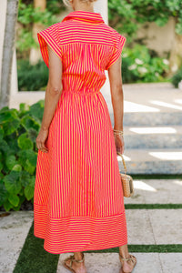Always A Good Choice Pink Striped Midi Dress