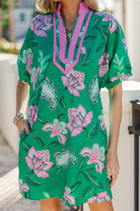 Soft Confidence Green Floral Dress