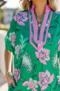 Soft Confidence Green Floral Dress