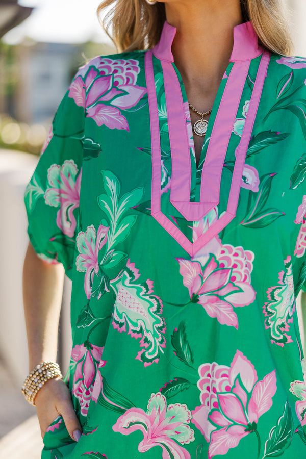 Soft Confidence Green Floral Dress