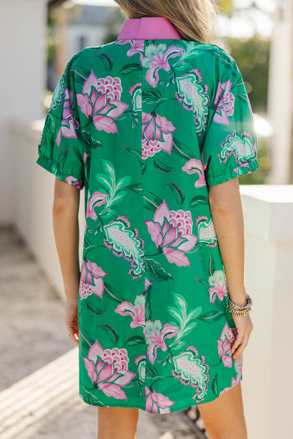 Soft Confidence Green Floral Dress