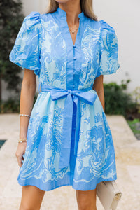 Perfectly Polished Blue Floral Dress