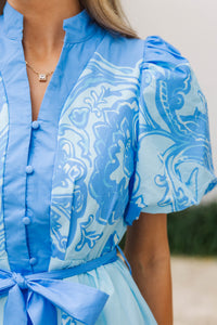 Perfectly Polished Blue Floral Dress