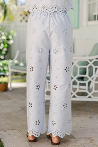 Sweet Spring Social Light Blue Eyelet Wide Leg Jeans