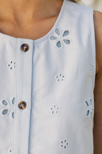 Dreamy Air Light Blue Eyelet Tank Top