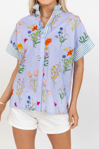Springtime Bliss Blue Floral Blouse