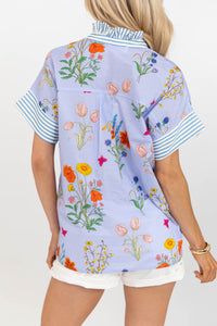 Springtime Bliss Blue Floral Blouse