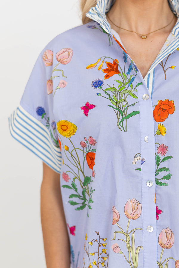 Springtime Bliss Blue Floral Blouse