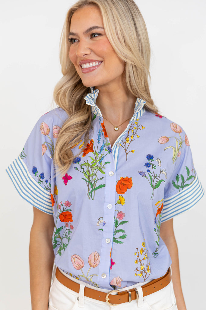 Springtime Bliss Blue Floral Blouse – Shop the Mint