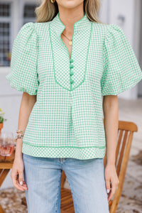 Sweet Spring Wishes Green Gingham Blouse