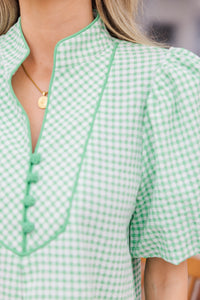 Sweet Spring Wishes Green Gingham Blouse