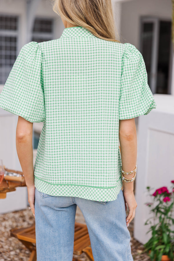 Sweet Spring Wishes Green Gingham Blouse