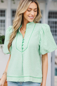 Sweet Spring Wishes Green Gingham Blouse