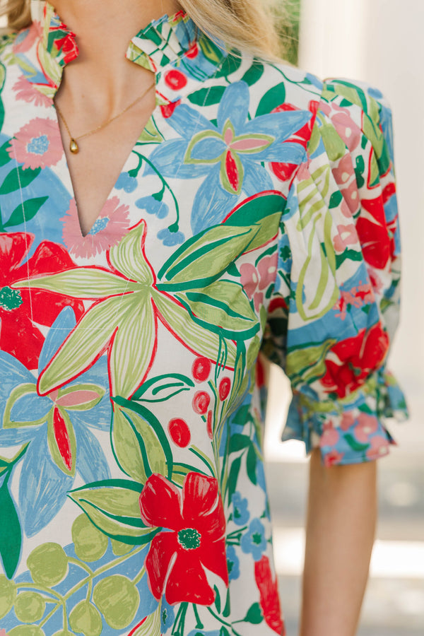 Tropical Twist White Tropical Blouse