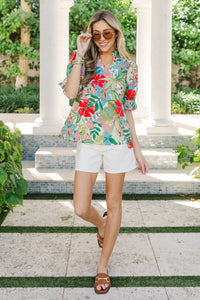 Tropical Twist White Tropical Blouse