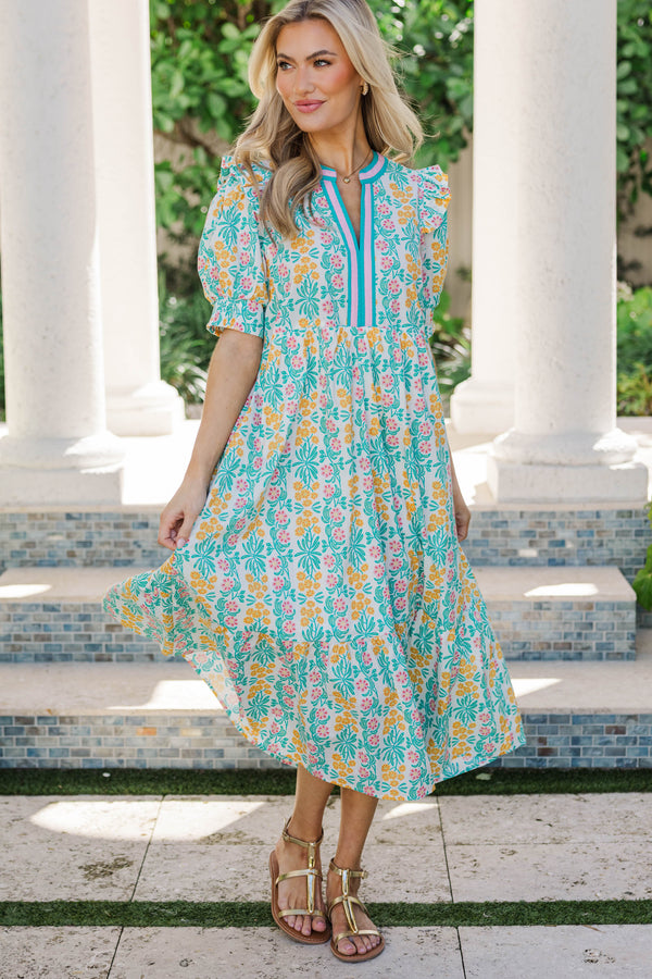 Daily Wear Green Babydoll Midi Dress