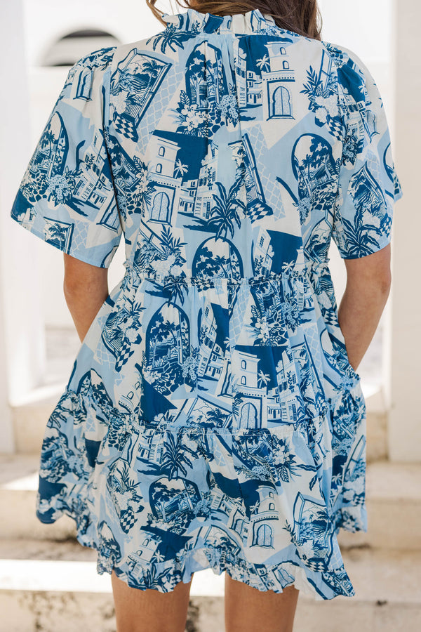 short sleeveless babydoll dress The Staple Navy Toile Babydoll Dress, Small - The Mint Julep Boutique