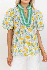 Spring Sweetheart Yellow Floral Blouse
