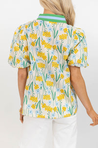 Spring Sweetheart Yellow Floral Blouse