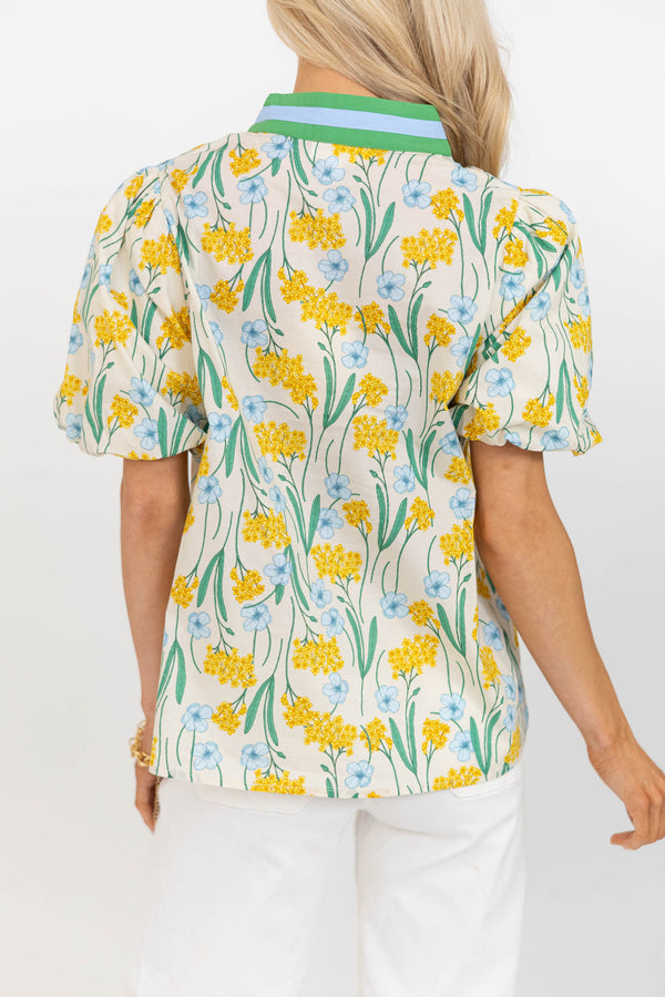 Spring Sweetheart Yellow Floral Blouse