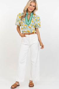Spring Sweetheart Yellow Floral Blouse