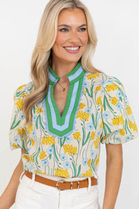 Spring Sweetheart Yellow Floral Blouse